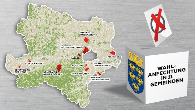 12 challenges in 11 municipalities: From Blindenmarkt to Traismauer, voters still have to be patient. (Bild: stock.adobe.com)