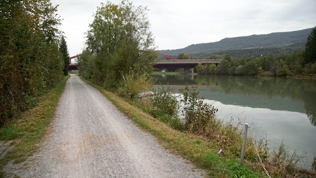 Hier, auf dem Treppelweg bei der Salzach in Hallein, passierte es. (Bild: Tröster Andreas)