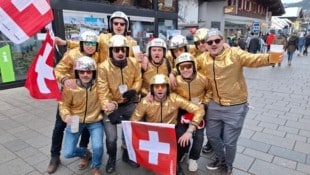 Die Schweizer Gruppe „Discohelm“ rockt die WM. (Bild: Christian Mayerhofer)