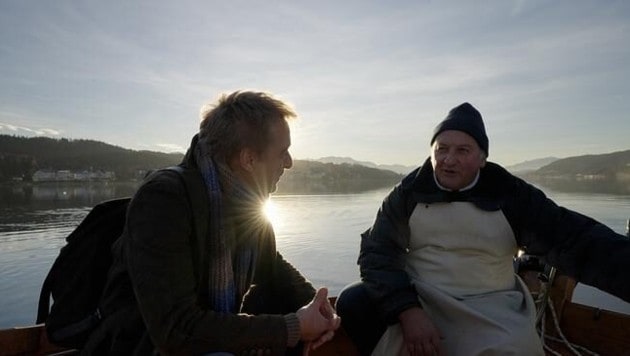 Max Müller and Seppi Motschiunig at Lake Wörthersee. (Bild: ORF AlphaVision)