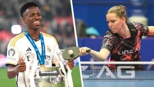 Im Vorjahr jubelte Real Madrid um Vinicius Junior über den CL-Triumph. (Bild: Krone KREATIV/AFP/INA FASSBENDER / POTO PLOHE)