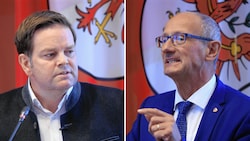 Markus Abwerzger (FPÖ, li.) und Tirols Landeshauptmann Anton Mattle. (Bild: Birbaumer Christof)