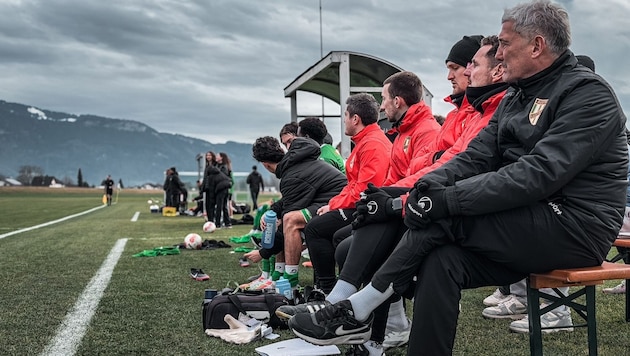 Austria coach Markus Mader (right) saw a good test against his former club Dornbirn. (Bild: Austria Lustenau)