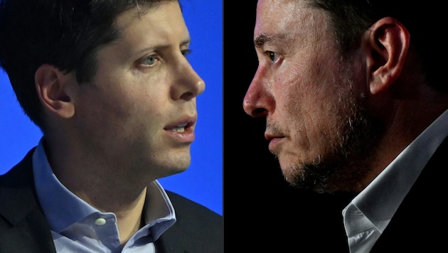 OpenAI CEO Sam Altman (left) and Elon Musk are at loggerheads. (Bild: APA/AFP or licensors)