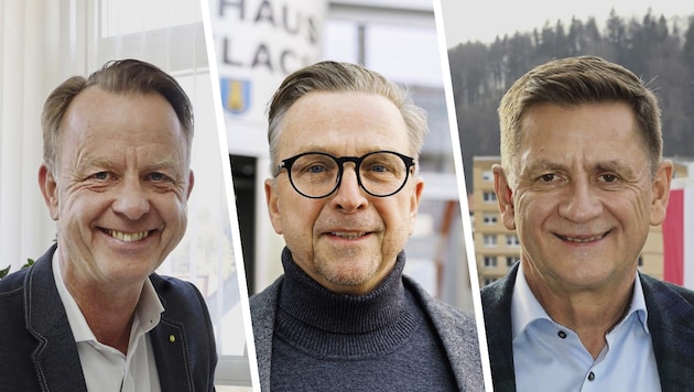 Mayors Mario Abl (Trofaiach), Helmut Linhart (Köflach) and Kurt Wallner (Leoben, from left) (Bild: Krone KREATIV/Jürgen Radspieler, Erwin Scheriau)