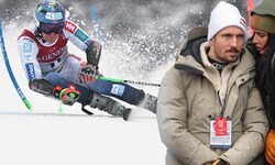 Die Fahrt zur Bestzeit von Timon Haugan (li.) erfreute Marcel Hirscher und seine Freundin im ...