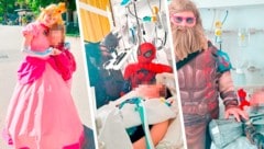 Prinzessin Peach, Spiderman, Batman oder Thor – in Superheldenkostümen werden Wünsche von kranken Kindern erfüllt.  (Bild: Krone KREATIV/Cosplay Entertainment, Krone KREATIV)