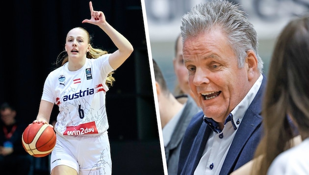 Sina Höllerl (left) could end the play-off dreams of her father Stefan (right). (Bild: Krone KREATIV/GEPA)