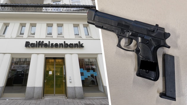 After a bank robbery in Vienna, police investigations were in full swing. (Bild: Krone KREATIV/Bartel Gerhard, LPD Wien)