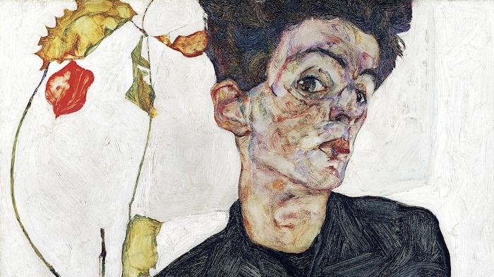 Selbstbildnis von Egon Schiele, 1912, im Bestand vom Leopold Museum