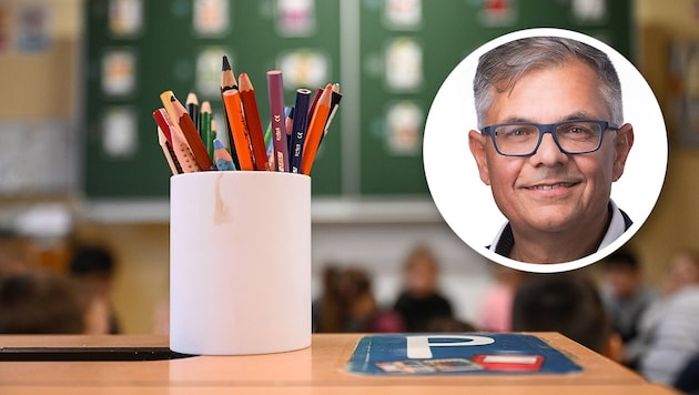 Franz Bicek is the principal of elementary school 47 in Linz-Ebelsberg. (Bild: Krone KREATIV/Franz Bicek, Markus Wenzel)