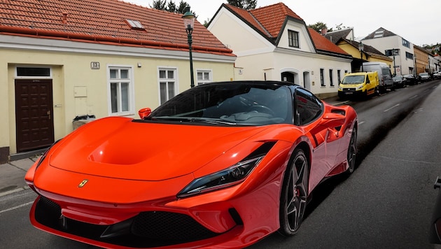 In a quiet residential area in the upscale district of Döbling, the gang apparently targeted the Ferrari (symbolic image) of the ex-construction tycoon this time. (Bild: Krone KREATIV/Martin Jöchl, Stock Adobe)