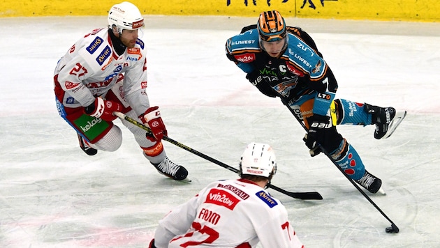 Captain Thomas Hundertpfund and the KAC lost against Linz 2:3 after overtime. (Bild: Black Wings Linz/Eisenbauer)