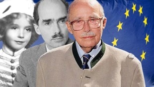 Otto von Habsburg als Kronprinz, als Mann mittleren Alters und als Ehrenpräsident des Europäischen Parlaments (von links nach rechts). 1912 kam er zu Welt, 2011 starb er. (Bild: Krone KREATIV/APA picturedesk)