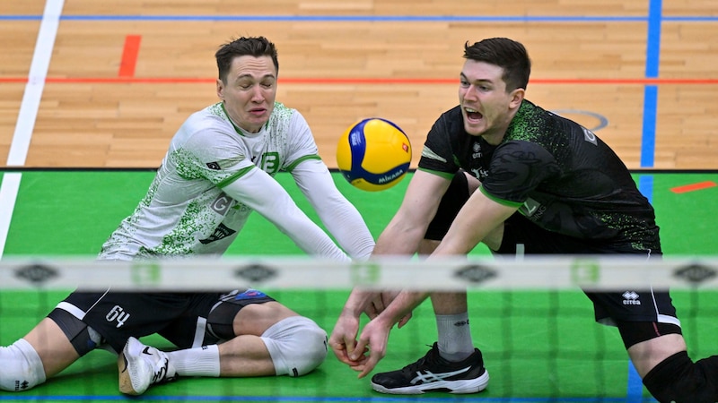 Graz players Nik Steiner (l.) and Johannes Kratz want to join forces to reach the semi-finals. (Bild: GEPA pictures)