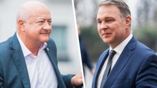 Verhandeln bis zur Erschöpfung: Christian Stocker (ÖVP) und Andreas Babler (SPÖ). (Bild: Krone KREATIV/GEORG HOCHMUTH / APA / picturedesk.com)