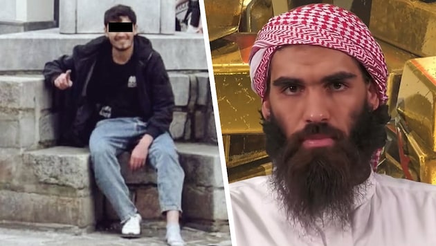 Grinse-Attentäter Ahmad G. hatte diesen selbst ernannten Scheich als Terror-Vorbild. (Bild: Krone KREATIV/SVS News Agency TikTok)