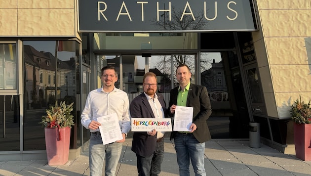 SPÖ Vice Chairman Richard Waringer, Mayor Christoph Artner, Green Councillor Peter Völkl. (Bild: Stadtgemeinde Herzogenburg)