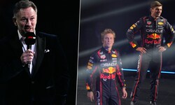 Red-Bull-Teamchef Christian Horner wurde bei der Präsentation ausgebuht, Max Verstappen durfte ...