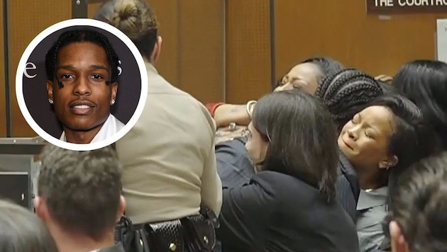 A$AP Rocky stormed through the courtroom to hug Rihanna. (Bild: KameraOne)