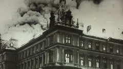 Der brennende Justizpalast als Symbol für die Zäsur 1927 (Bild: ÖNB-Bildarchiv / picturedesk.com)