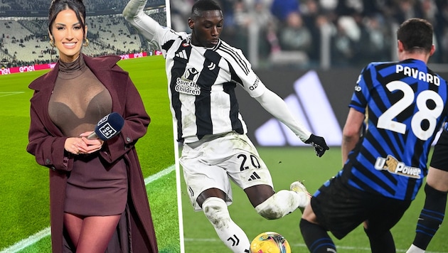 Eleonora Incardona präsentierte am Wochenende für Dazn das Spiel Juventus Turin gegen Inter Mailand. (Bild: APA/AFP/Isabella BONOTTO)