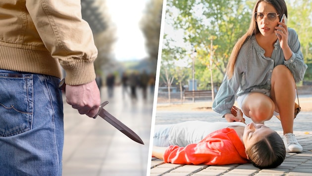 Knife attacks are on the increase - at least emotionally. Even harmless-looking injuries can be life-threatening. That's why it's important to be able to provide first aid even as a layperson. (Bild: Krone KREATIV/stock.adobe.com)