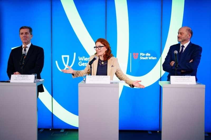 Michael Binder, Medizinischer Direktor , Evelyn Kölldorfer-Leitgeb, WIGEV-Generaldirektorin und Herwig Wetzlinger, stv. Generaldirektor (von links nach rechts) (Bild: Eva Manhart)