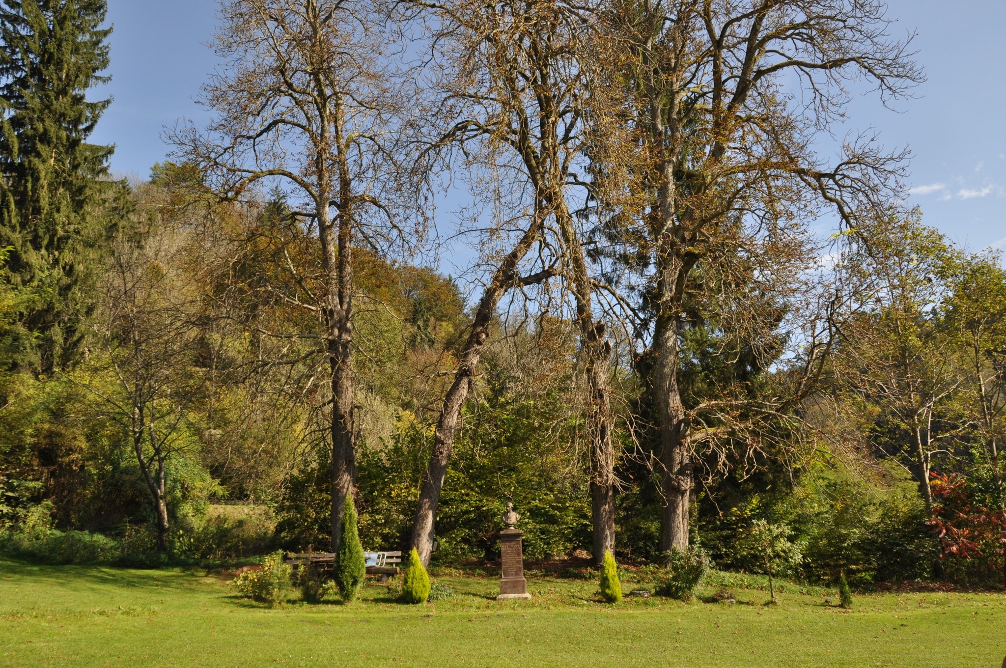 The castle courtyard with the Egger monument and the hundred-year-old horse chestnut trees. (Bild: Geschichtsverein Kärnten)