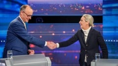 CDU-Kanzlerkandidat Friedrich Merz und AfD-Chefin Alice Weidel in einem TV-Duell (Bild: AFP)