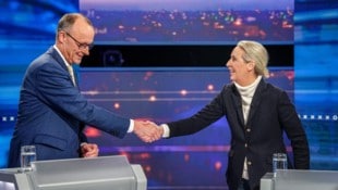 CDU-Kanzlerkandidat Friedrich Merz und AfD-Chefin Alice Weidel in einem TV-Duell (Bild: AFP)