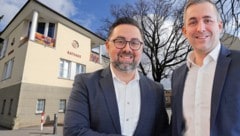 FPÖ-Kandidat Dietmar Ruf (rechts) wird künftig Stadtchef von Gerasdorf. Als Vize ist Kadun Hana (ÖVP) designiert. (Bild: Krone KREATIV/FPÖ NÖ, Klemens Groh)