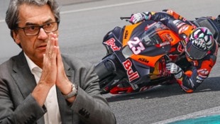 Stefan Pierer kämpft um die Zukunft von KTM. Den Motorradhersteller bezeichnet er als sein Lebenswerk. Gelingt die Sanierung? (Bild: Krone KREATIV/EPA/Fazry Ismail, Markus Wenzel)