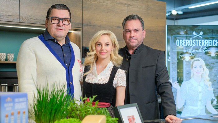 Haubenkoch Christian Göttfried, Silvia Schneider und Dietmar Maier, Geschäftsführer von LT1 (v. li.).