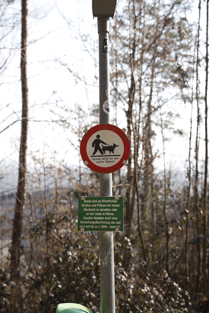 Am Tatort verweist ein Schild auf Leinen- und Maulkorbpflicht – der Rottweiler riss sich dennoch ...