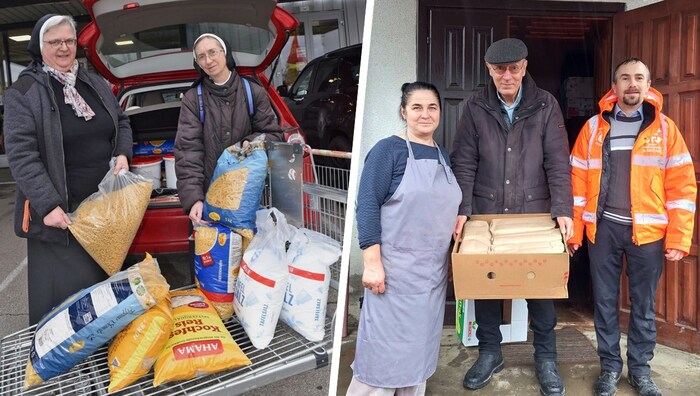 Die Franziskanerinnen in Amstetten sammeln Lebensmitteln, die Diakon Zidar in die Ukraine ...
