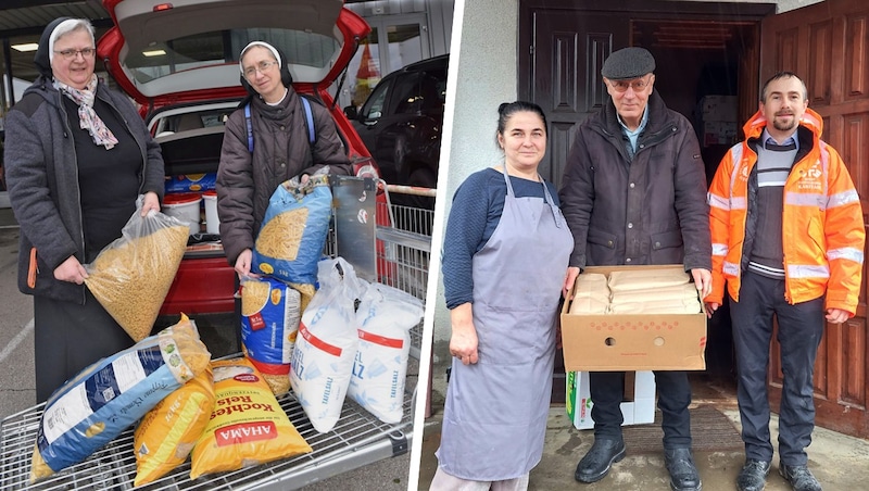 The Franciscan nuns in Amstetten collect food, which Deacon Zidar takes to Ukraine. Donations for the soup kitchens: IBAN AT67 3266 7000 0170 9047, purpose: Ukraine (Bild: Krone KREATIV/Wolfgang Zarl)