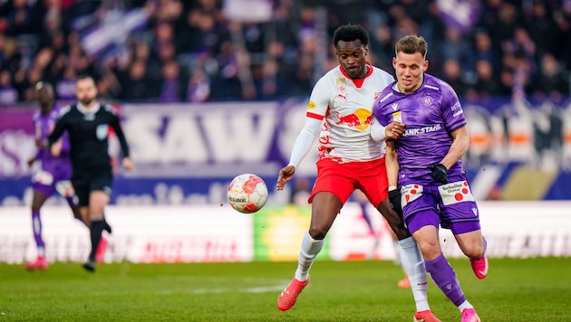 Sammy Baidoo (left), here against Austrias Prelec, had almost everything under control with Gadou. (Bild: GEPA)