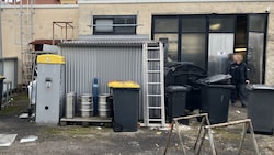 In diesem Blechcontainer waren die Spielautomaten versteckt