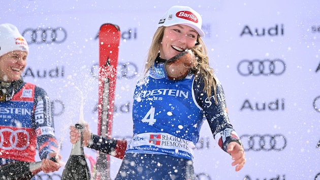 Mikaela Shiffrin erlebte in Sestriere eine Achterbahn der Gefühle. (Bild: APA/AFP/Marco BERTORELLO)