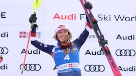 Mikaela Shiffrin war nach dem 100. Sieg im Weltcup überglücklich. (Bild: GEPA)