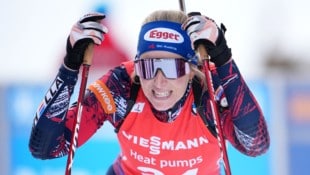 Ex-Weltmeisterin Lisa Hauser ist im abschließenden Massenstart der Biathlon-WM in Lenzerheide auf Platz zwölf gelandet. (Bild: APA/GEORG HOCHMUTH)