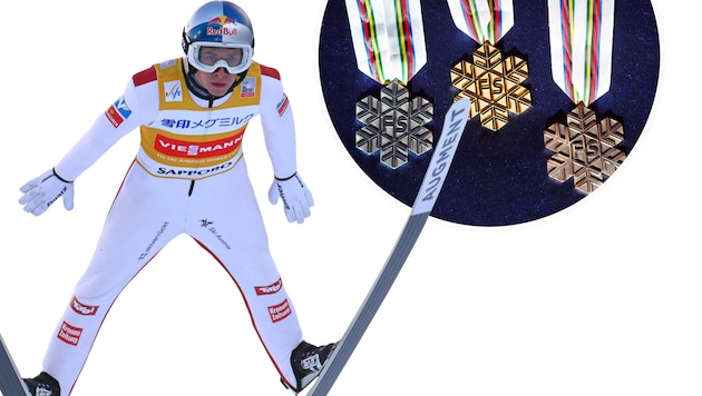 Daniel Tschofenig and Co. chase gold, silver and bronze. (Bild: Krone KREATIV/GEPA pictures)