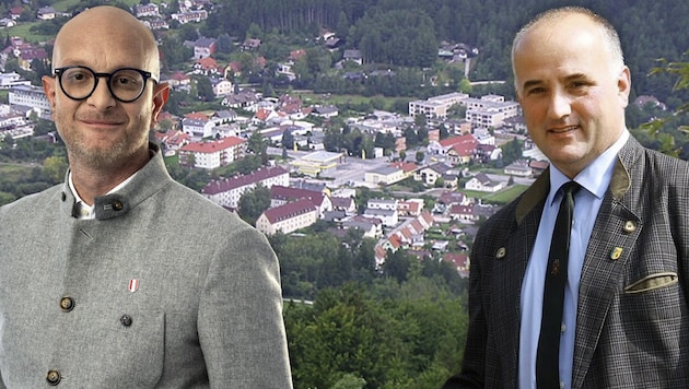 Stefan Felsleitner (left), FPÖ, wanted to become head of the village, Hubert Postiasi, ÖVP, wants to stay. It remains to be seen who he will form a coalition with. (Bild: Krone KREATIV/ZVG Privat)