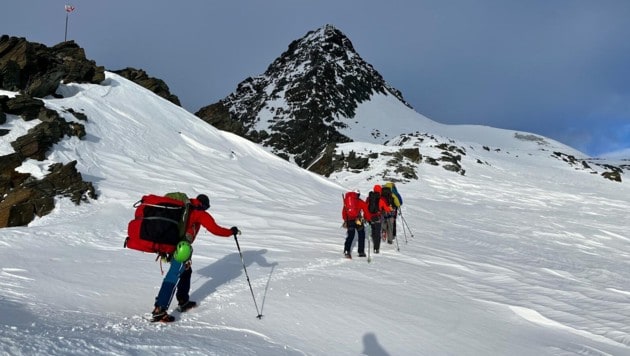 Einsatz der Bergrettung Kals am Großglockner.