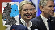 Zweigeteilte Polit-Landkarte in Deutschland: Während in den westdeutschen Bundesländern die ...