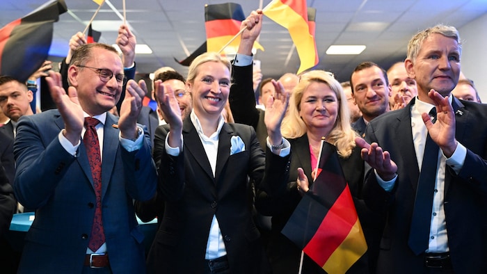 Die AfD-Spitzen mit Tino Chrupalla, Alice Weidel und Björn Höcke