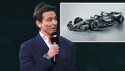 Toto Wolff und der neue Mercedes-AMG F1 W16 (Bild: Krone KREATIV/GEPA, x.com/MercedesAMGF1)