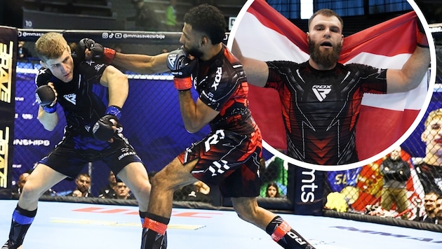 Elias Erber (left) and Imran Zulic flew the Austrian flag at the European MMA Championships. (Bild: Krone KREATIV/Ettl Bros. (2))