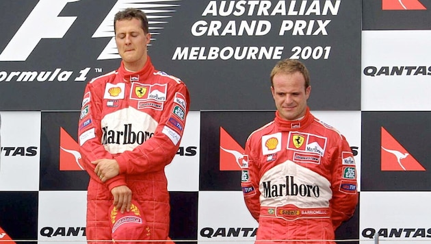 Michael Schumacher und sein einstiger Ferrari-Gehilfe Rubens Barrichello. (Bild: GEPA)